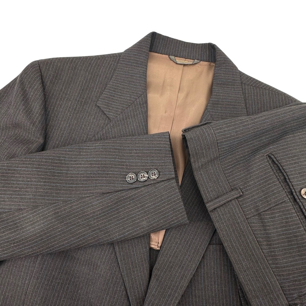 Vintage Kuppenheimer Suit Men 42R/36 Dark Brown Pinstripe Wool Two Pies
